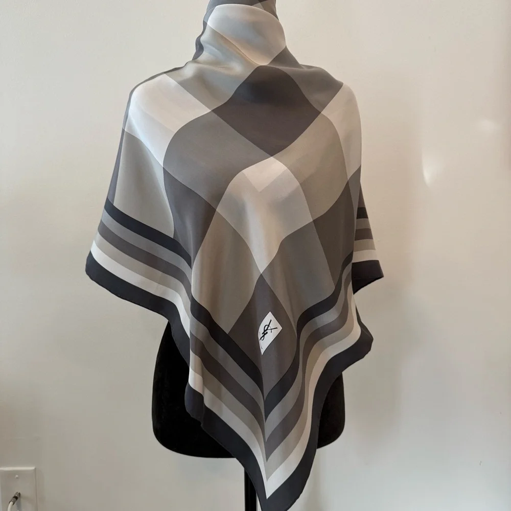 YSL Checkered Lightweight Silk Scarf - Picture 3 of 9